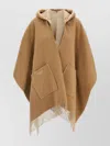 Fendi Poncho Fringed Hooded Front Pockets