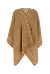 Fendi Embroidered Wool Cape For Women In Brown