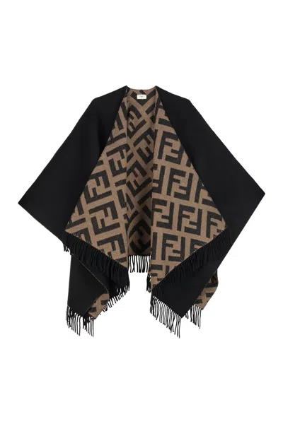Fendi Poncho Peneri In Black