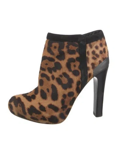 Pre-owned Fendi Ponyhair Animal Print Boots In Brown