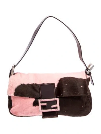 Pre-owned Fendi Ponyhair Baguette In Pink