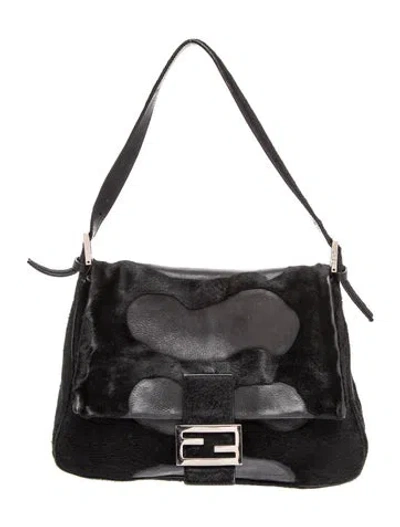 Pre-owned Fendi Ponyhair Shoulder Bag Medium Vintage In Black