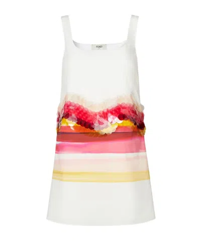Fendi Poplin Dress With Sequins In White