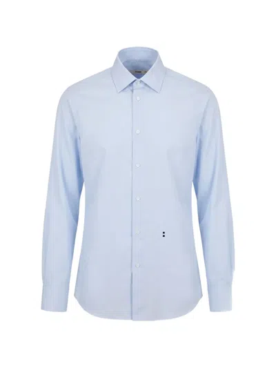 Fendi Poplin Shirt In Blue