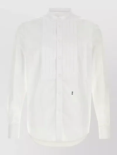 Fendi Poplin Shirt Band Collar Long Sleeves In White