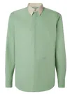 Fendi Contrast-collar Logo-embroidered Shirt In Green