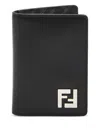Fendi Ff Squared Leather Bi-fold Card Holder Accessories In Black