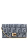 Fendi Portafoglio In Denim Ricamato  Donna In Blue