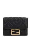 Fendi Nappa Leather Uette Micro Trifold Wallet Accessories In Black