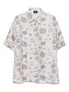Fendi Postage Stamp-print Silk Shirt In White