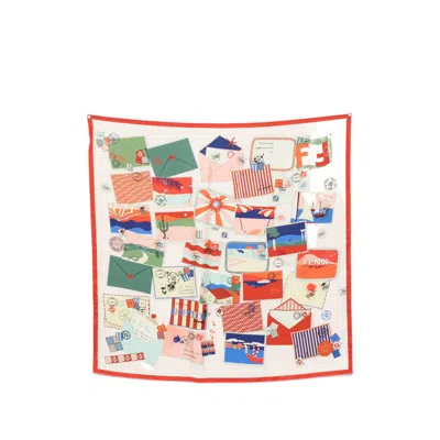 Fendi Postcard-print Silk Scarf In White