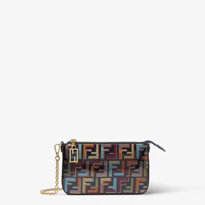 Fendi Pouch Baguette In Coated Cotton In Multicolor