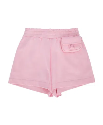 Fendi Pouch-detached Cotton Shorts In Pink