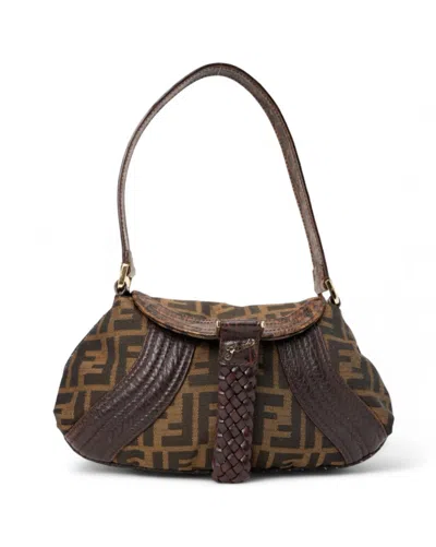Fendi Pouch Lock Mini Ff Logomania Brown