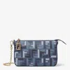 Fendi Pouch With Chain Baguette In Blue Ff Fabric Women In Blue
