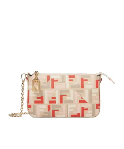 Fendi Pouch With Chain In Multicolor Ff Fabric