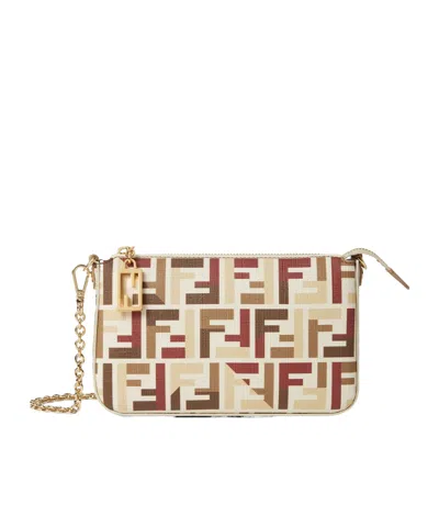 FENDI POUCH WITH CHAIN IN MULTICOLOR FF FABRIC
