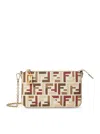 Fendi Pouch With Chain In Multicolor Ff Fabric In Multi
