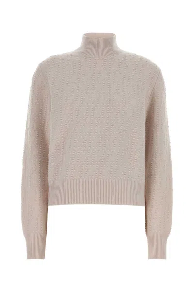 FENDI POWDER PINK STRETCH WOOL BLEND SWEATER