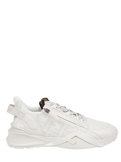 Fendi Premium Calf Leather Sneakers For Men In White