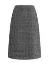 Fendi Prince Of Wales Tweed Midi Skirt In Gray
