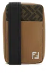 FENDI PRINED FABRIC AND LEATHER CROSSBODY BAG