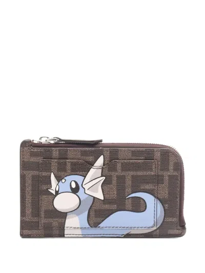 Fendi Print Zip Cardholder In Gray