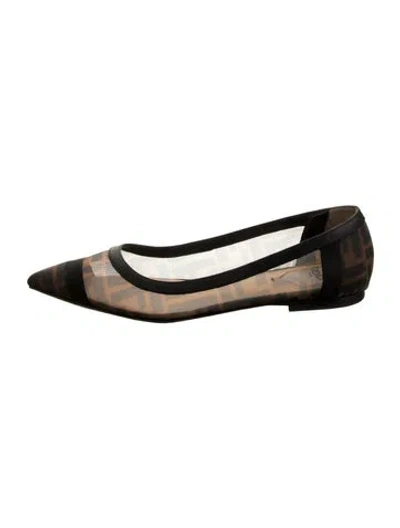 Pre-owned Fendi Printed Ballet Flats In Black