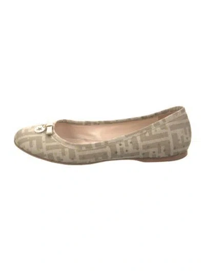Pre-owned Fendi Printed Ballet Flats In Neutral