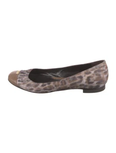 Pre-owned Fendi Printed Ballet Flats In Neutral
