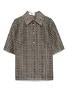 Fendi Grid-pattern Polo Top In Brown