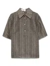 Fendi Grid-pattern Polo Top In Brown