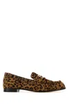 Fendi Women Brown Loafers With Ff Plaque And Leopard Motif In Brushed Leather Woman In Animal Print