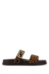 Fendi Feel Leopard Calf Hair Slide Sandals In Brown