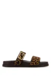 Fendi Animal Print Flat Sole Open Toe Slippers In Brown