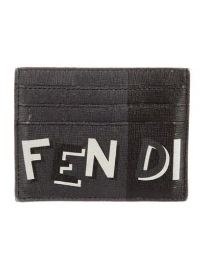 Pre-owned Fendi Printed Card Holder In Gray
