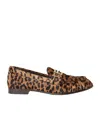 Fendi Women Brown Loafers With Ff Plaque And Leopard Motif In Brushed Leather Woman In Animal Print