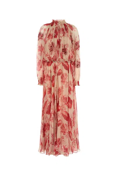 Fendi Printed Chiffon Long Dress In Multi
