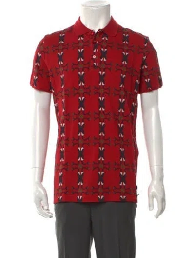 Pre-owned Fendi Printed Collar Polo Shirt In Red