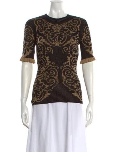 Pre-owned Fendi Printed Crew Neck Sweater In Black