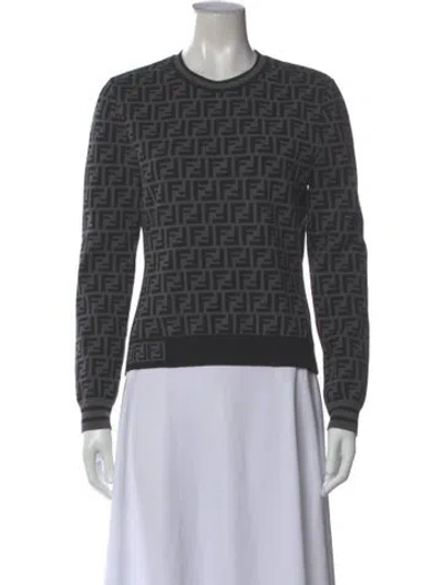 Pre-owned Fendi Printed Crew Neck Sweater In Multi