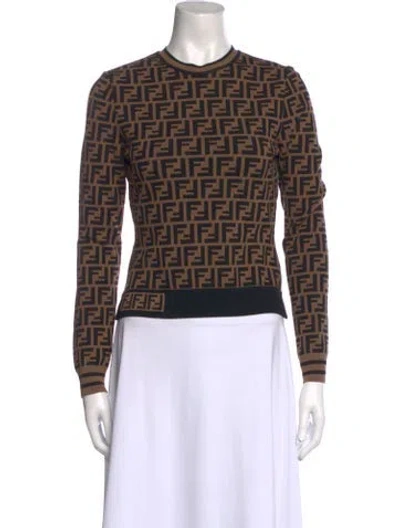 Pre-owned Fendi Printed Crew Neck Sweater In Neutral