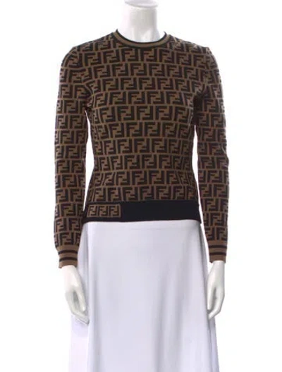 Pre-owned Fendi Printed Crew Neck Sweatshirt In Neutral