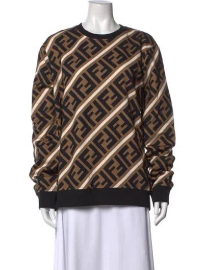 Pre-owned Fendi Printed Crew Neck Sweatshirt W/ Tags In Brown