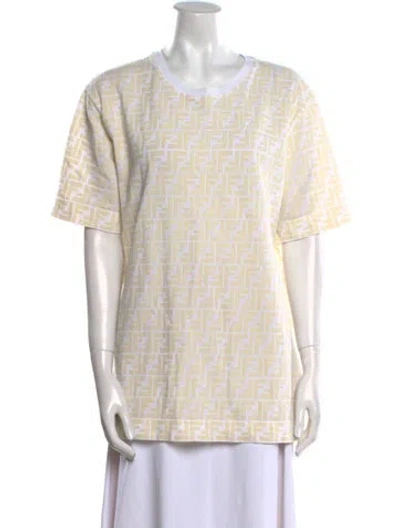 Pre-owned Fendi Printed Crew Neck T-shirt In Neutral