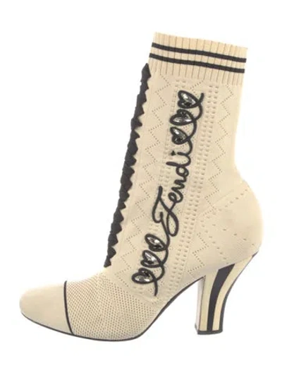 Pre-owned Fendi Printed Crystal Embellishments Sock Boots