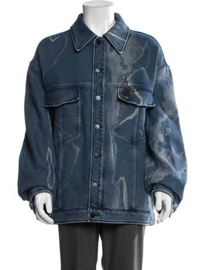Pre-owned Fendi Printed Denim Jacket In Blue