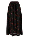 Fendi Floral Maxi Skirt Made From Linen In Black
