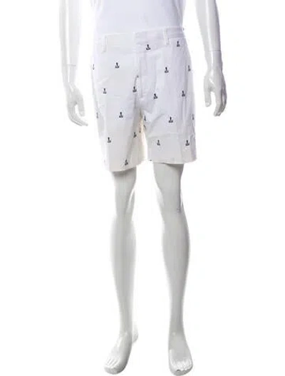Pre-owned Fendi Printed Flat Front Shorts In White