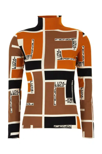 FENDI FENDI PRINTED HIGH-NECK TOP